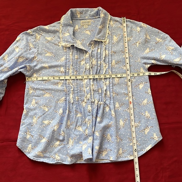 GUC Lanz of Salzburg Sz S Winter Snow Doves Flannel PJ Top ONLY - Picture 12 of 14